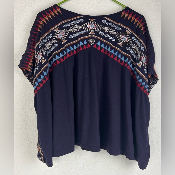 Johnny Was Geometric Patterned Embroidered Oversized Top - Picture 2 of 6
